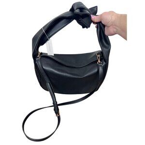 ANTHROPOLOGIE MELIE BIANCO Faux Leather Marni Bow Bag Black #96117395 NWT